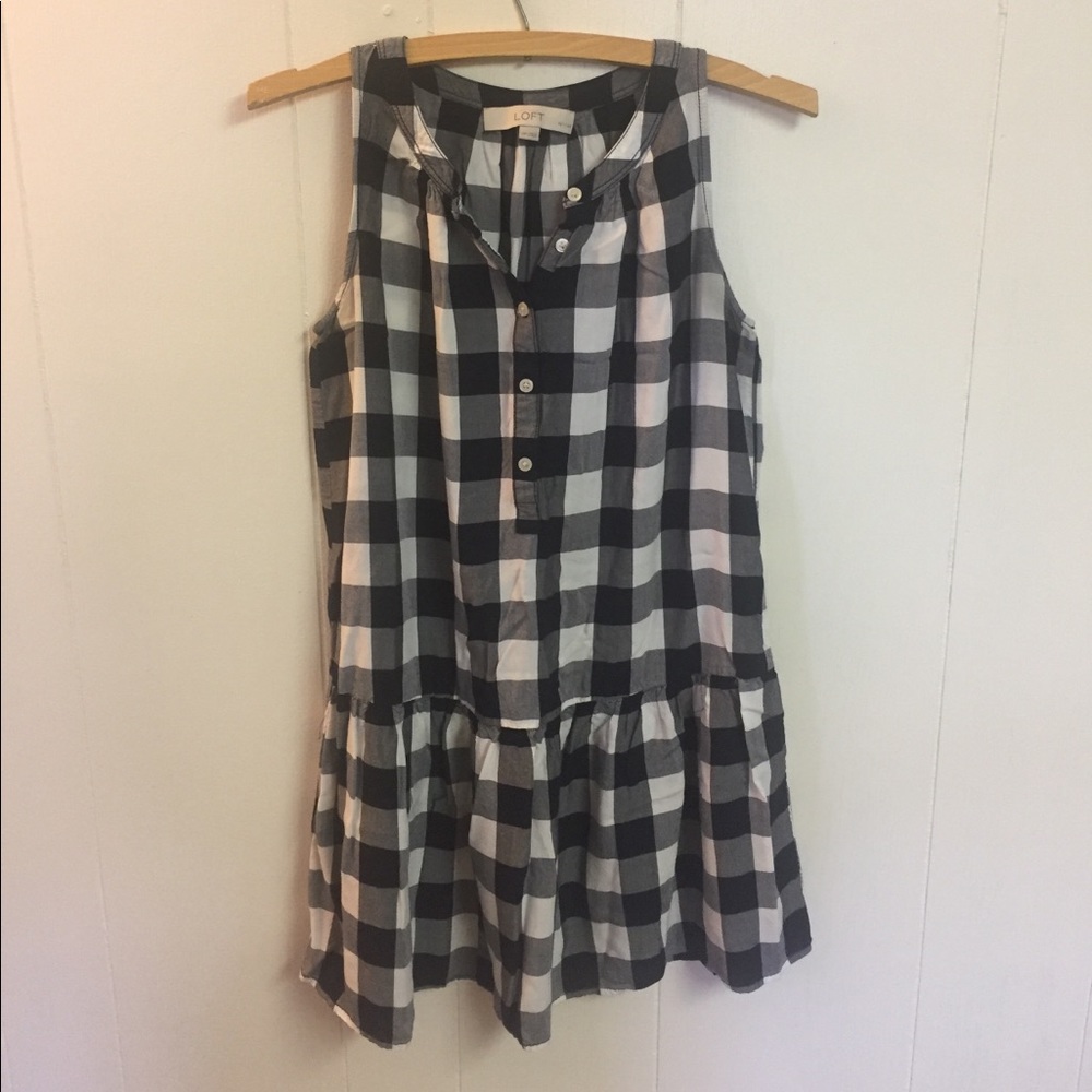 LOFT Gingham Drop-waist Sleeveless Dress